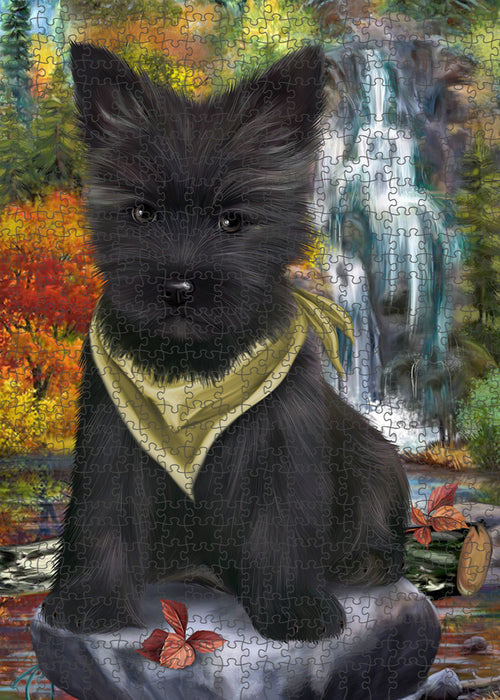 Scenic Waterfall Cairn Terrier Dog Puzzle with Photo Tin PUZL52866