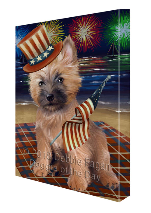 4th of July Independence Day Firework Cairn Terrier Dog Canvas Wall Art CVS55389