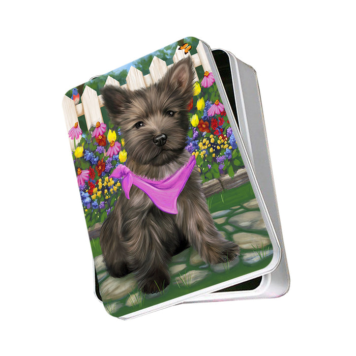 Spring Floral Cairn Terrier Dog Photo Storage Tin PITN49832