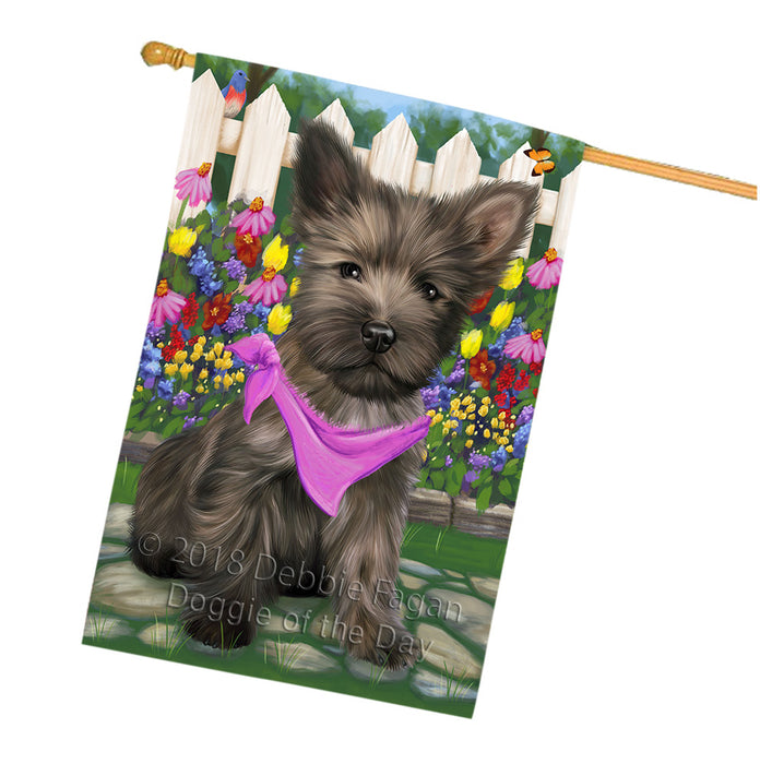Spring Floral Cairn Terrier Dog House Flag FLG49797