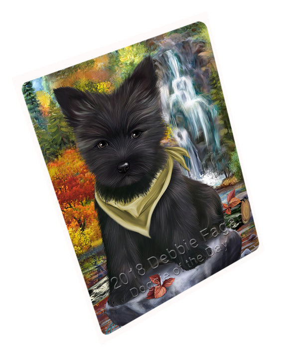 Scenic Waterfall Cairn Terrier Dog Tempered Cutting Board C53025