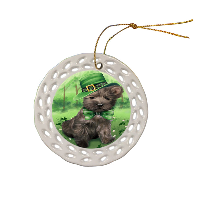 St. Patricks Day Irish Portrait Cairn Terrier Dog Ceramic Doily Ornament DPOR48761