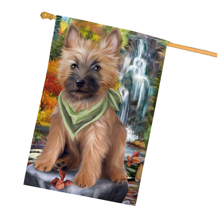 Scenic Waterfall Cairn Terrier Dog House Flag FLG49686