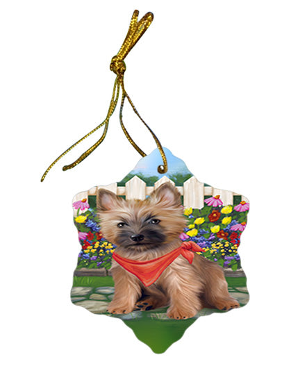 Spring Floral Cairn Terrier Dog Star Porcelain Ornament SPOR49825