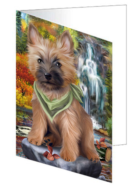 Scenic Waterfall Cairn Terrier Dog Handmade Artwork Assorted Pets Greeting Cards and Note Cards with Envelopes for All Occasions and Holiday Seasons GCD53192