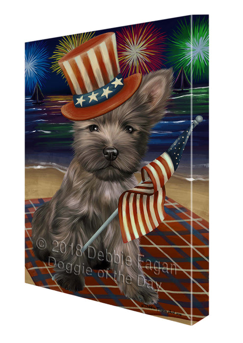 4th of July Independence Day Firework Cairn Terrier Dog Canvas Wall Art CVS55398