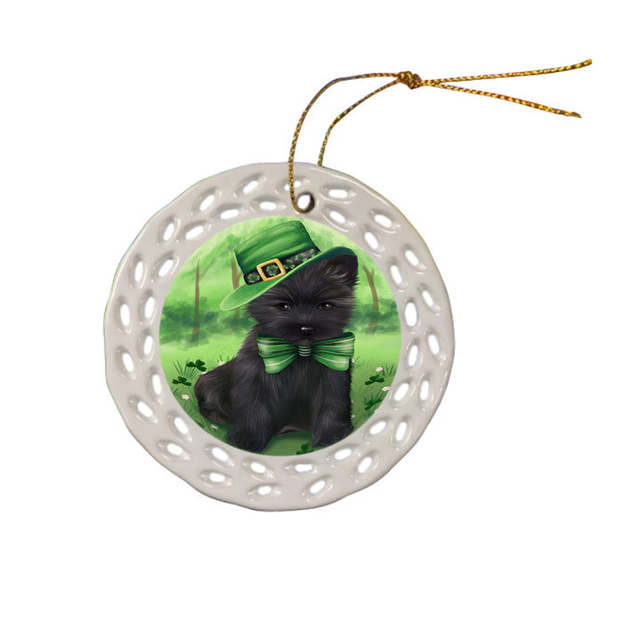 St. Patricks Day Irish Portrait Cairn Terrier Dog Ceramic Doily Ornament DPOR48762