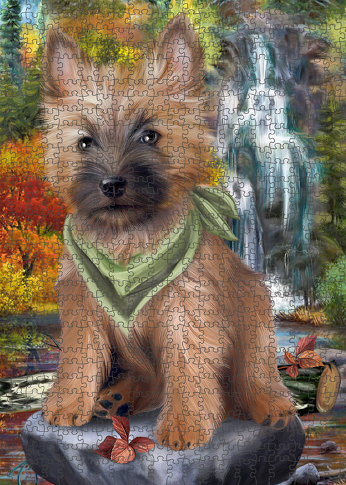 Scenic Waterfall Cairn Terrier Dog Puzzle with Photo Tin PUZL52869
