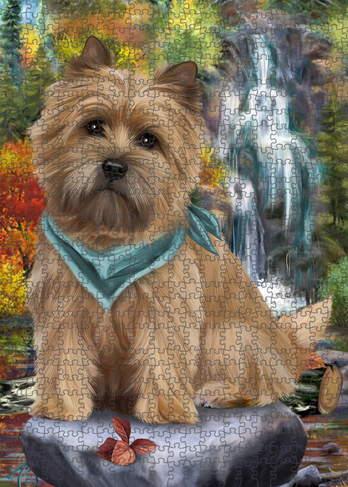 Scenic Waterfall Cairn Terrier Dog Puzzle with Photo Tin PUZL52872
