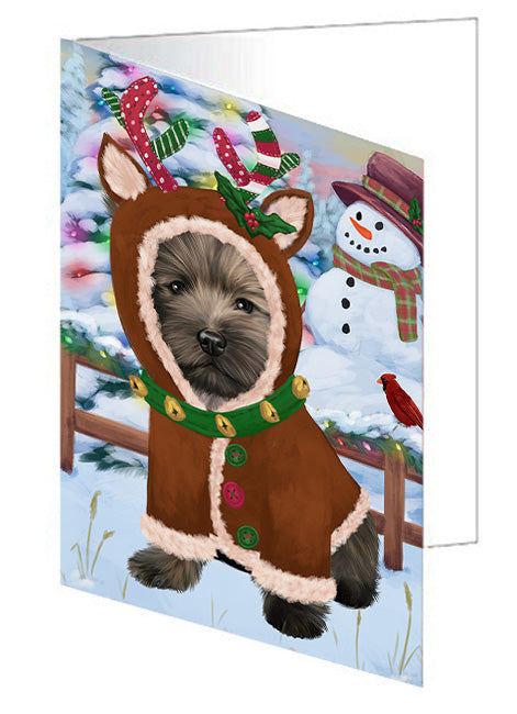 Christmas Gingerbread House Candyfest Cairn Terrier Dog Handmade Artwork Assorted Pets Greeting Cards and Note Cards with Envelopes for All Occasions and Holiday Seasons GCD73385