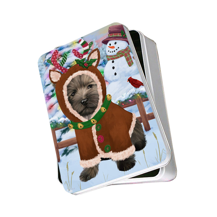 Christmas Gingerbread House Candyfest Cairn Terrier Dog Photo Storage Tin PITN56233