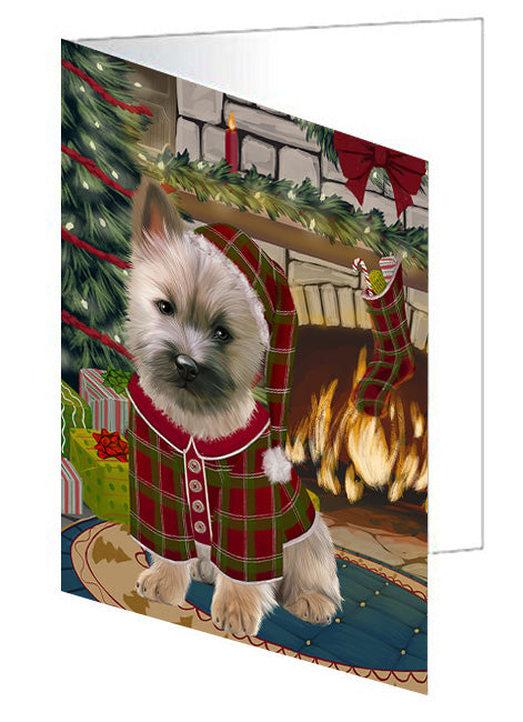 The Stocking was Hung Bull Terrier Dog Handmade Artwork Assorted Pets Greeting Cards and Note Cards with Envelopes for All Occasions and Holiday Seasons GCD70268