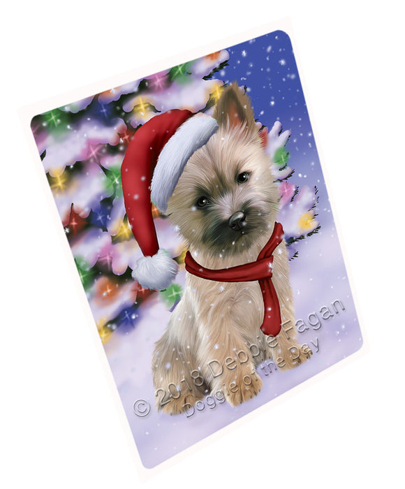 Winterland Wonderland Cairn Terrier Dog In Christmas Holiday Scenic Background  Cutting Board C64563