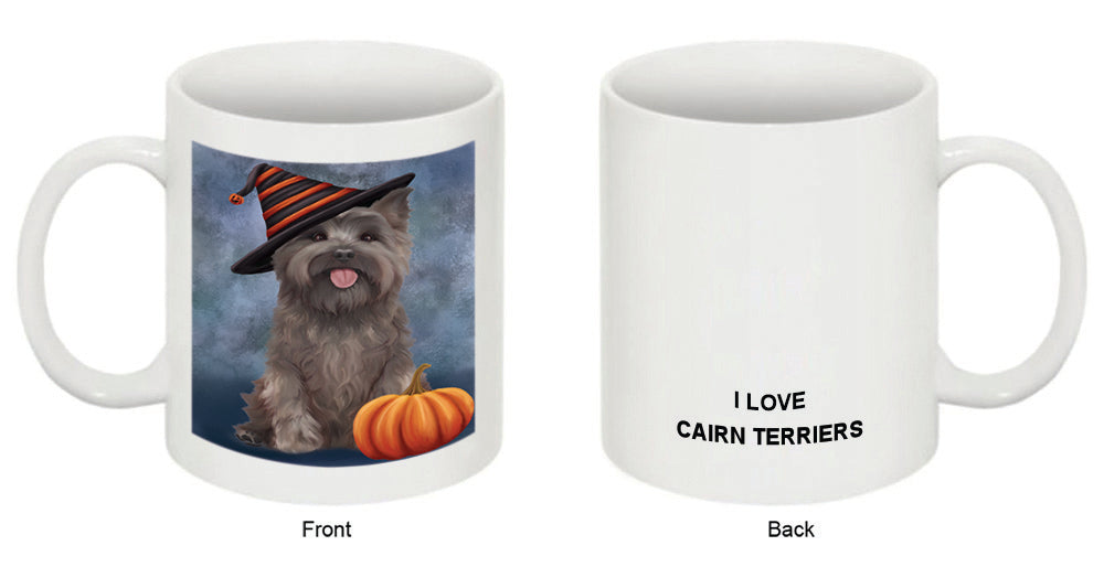 Happy Halloween Cairn Terrier Dog Wearing Witch Hat with Pumpkin Coffee Mug MUG50271