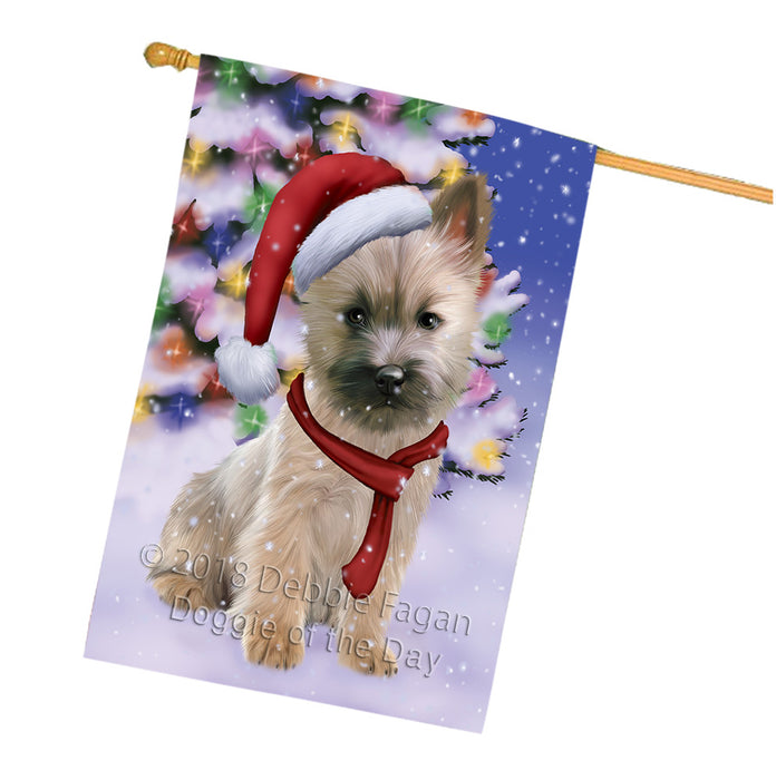 Winterland Wonderland Cairn Terrier Dog In Christmas Holiday Scenic Background  House Flag FLG53571