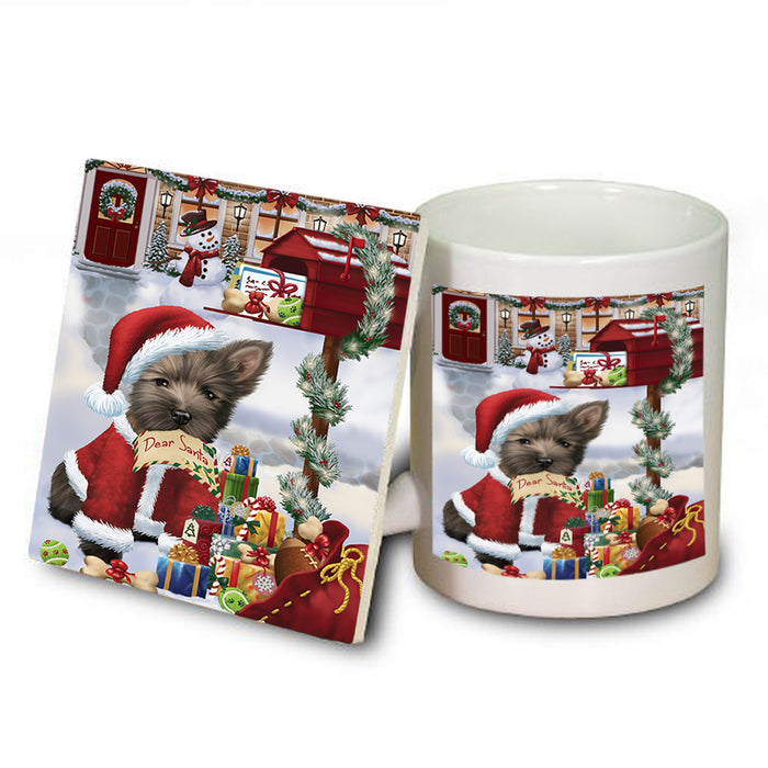 Cairn Terrier Dog Dear Santa Letter Christmas Holiday Mailbox Mug and Coaster Set MUC53874