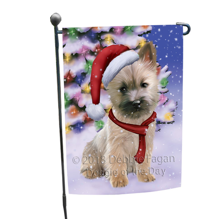 Winterland Wonderland Cairn Terrier Dog In Christmas Holiday Scenic Background  Garden Flag GFLG53435