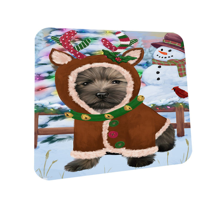Christmas Gingerbread House Candyfest Cairn Terrier Dog Coasters Set of 4 CST56248