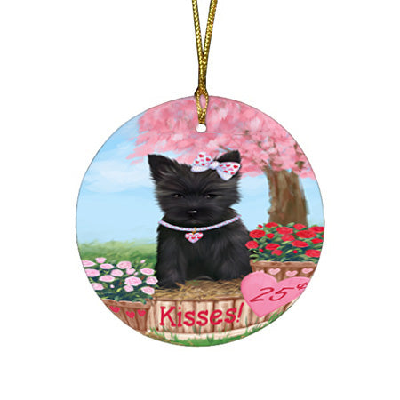 Rosie 25 Cent Kisses Cairn Terrier Dog Round Flat Christmas Ornament RFPOR56784