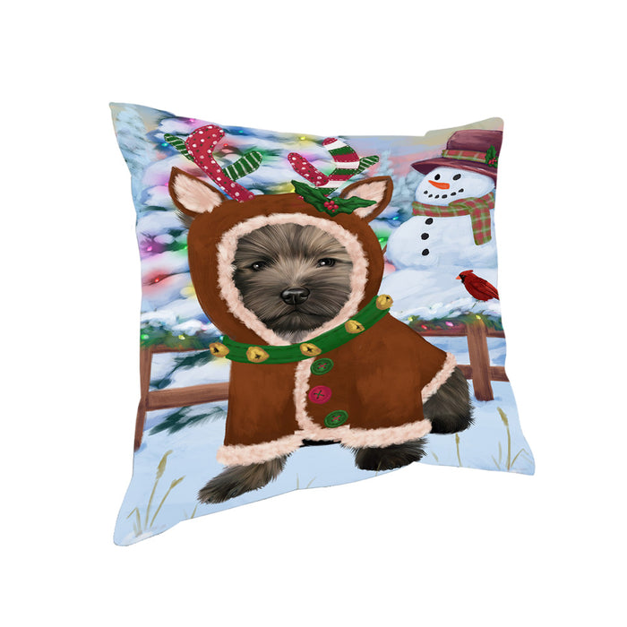 Christmas Gingerbread House Candyfest Cairn Terrier Dog Pillow PIL79452