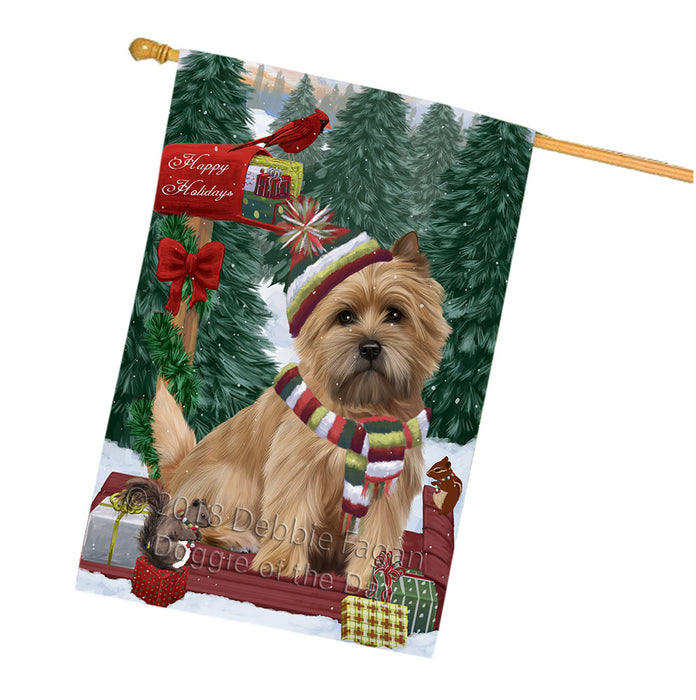 Merry Christmas Woodland Sled Cairn Terrier Dog House Flag FLG55311