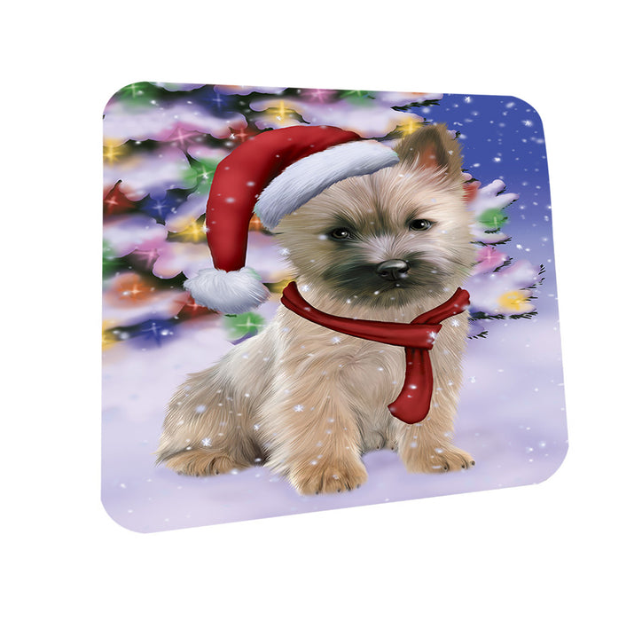 Winterland Wonderland Cairn Terrier Dog In Christmas Holiday Scenic Background  Coasters Set of 4 CST53331
