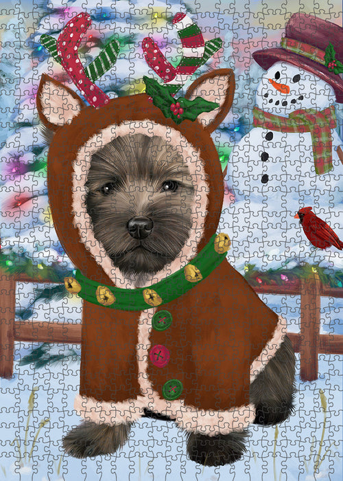 Christmas Gingerbread House Candyfest Cairn Terrier Dog Puzzle with Photo Tin PUZL93360