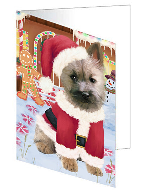 Christmas Gingerbread House Candyfest Cairn Terrier Dog Handmade Artwork Assorted Pets Greeting Cards and Note Cards with Envelopes for All Occasions and Holiday Seasons GCD73388