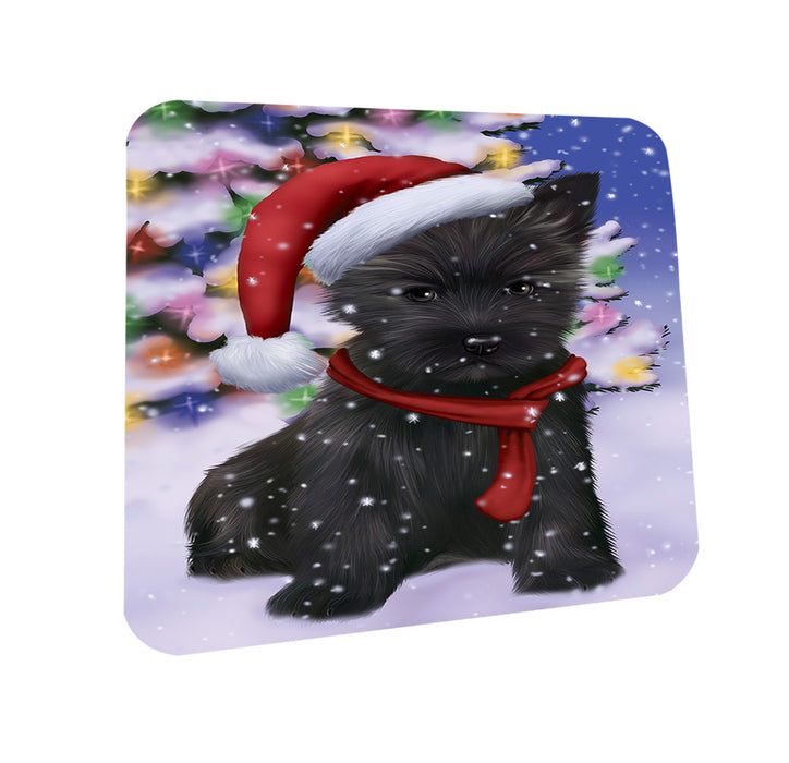 Winterland Wonderland Cairn Terrier Dog In Christmas Holiday Scenic Background  Coasters Set of 4 CST53332