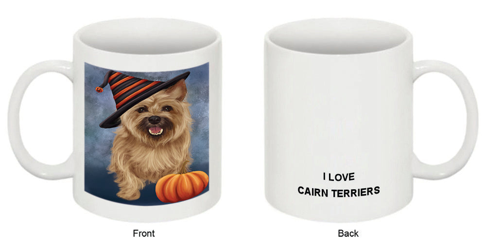 Happy Halloween Cairn Terrier Dog Wearing Witch Hat with Pumpkin Coffee Mug MUG50272