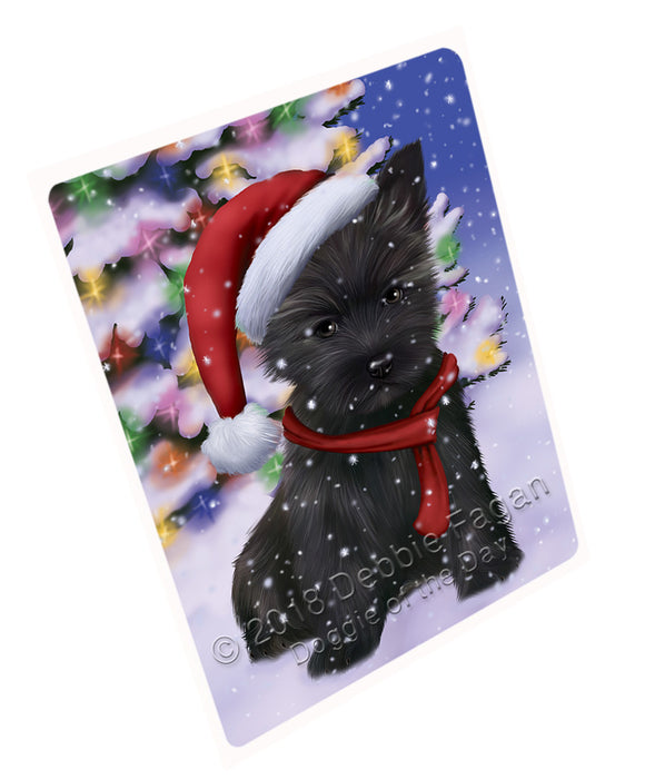 Winterland Wonderland Cairn Terrier Dog In Christmas Holiday Scenic Background  Cutting Board C64566