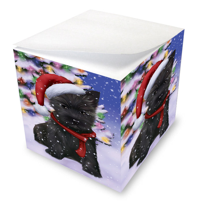 Winterland Wonderland Cairn Terrier Dog In Christmas Holiday Scenic Background Note Cube NOC53374