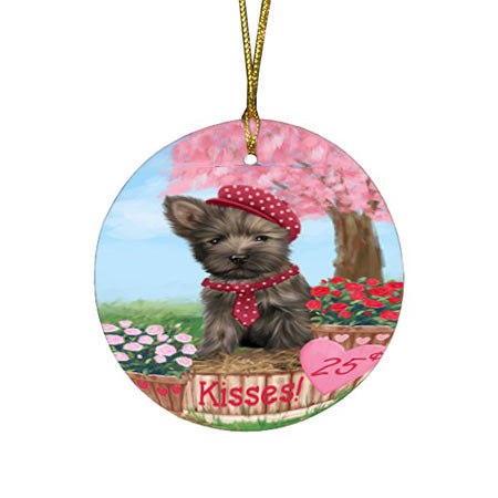 Rosie 25 Cent Kisses Cairn Terrier Dog Round Flat Christmas Ornament RFPOR56785