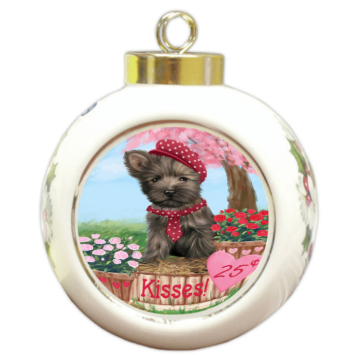 Rosie 25 Cent Kisses Cairn Terrier Dog Round Ball Christmas Ornament RBPOR56785