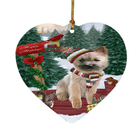 Merry Christmas Woodland Sled Cairn Terrier Dog Heart Christmas Ornament HPOR55239