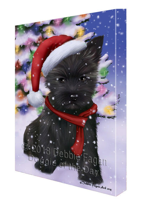 Winterland Wonderland Cairn Terrier Dog In Christmas Holiday Scenic Background  Canvas Print Wall Art Décor CVS98216
