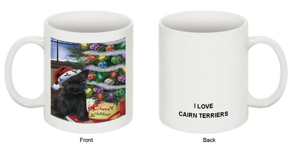Christmas Happy Holidays Cairn Terrier Dog with Tree and Presents Coffee Mug MUG49211