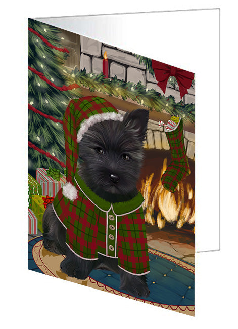 The Stocking was Hung Bull Terrier Dog Handmade Artwork Assorted Pets Greeting Cards and Note Cards with Envelopes for All Occasions and Holiday Seasons GCD70265