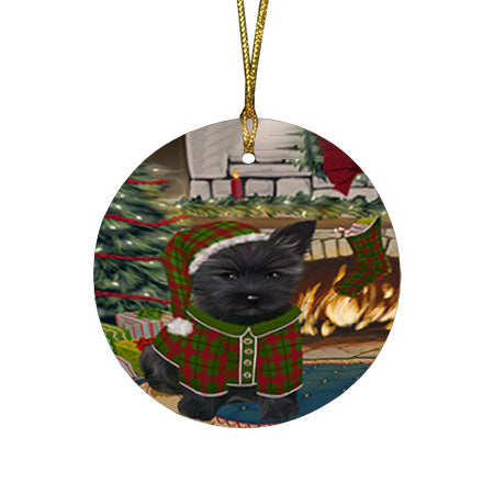 The Stocking was Hung Cairn Terrier Dog Round Flat Christmas Ornament RFPOR55617