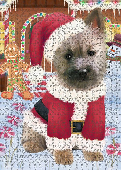 Christmas Gingerbread House Candyfest Cairn Terrier Dog Puzzle with Photo Tin PUZL93364