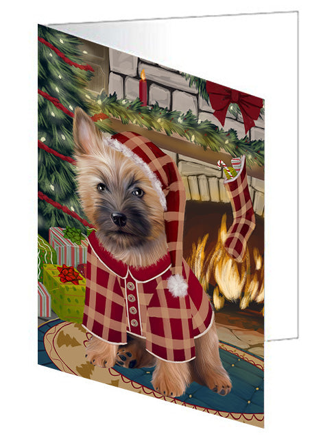 The Stocking was Hung Bull Terrier Dog Handmade Artwork Assorted Pets Greeting Cards and Note Cards with Envelopes for All Occasions and Holiday Seasons GCD70262