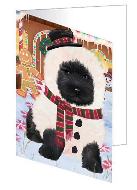 Christmas Gingerbread House Candyfest Cairn Terrier Dog Handmade Artwork Assorted Pets Greeting Cards and Note Cards with Envelopes for All Occasions and Holiday Seasons GCD73391