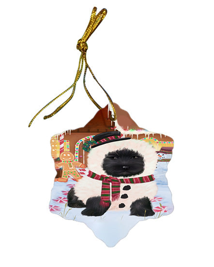 Christmas Gingerbread House Candyfest Cairn Terrier Dog Star Porcelain Ornament SPOR56648