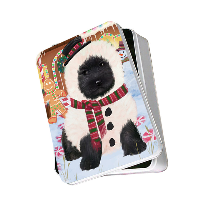 Christmas Gingerbread House Candyfest Cairn Terrier Dog Photo Storage Tin PITN56235