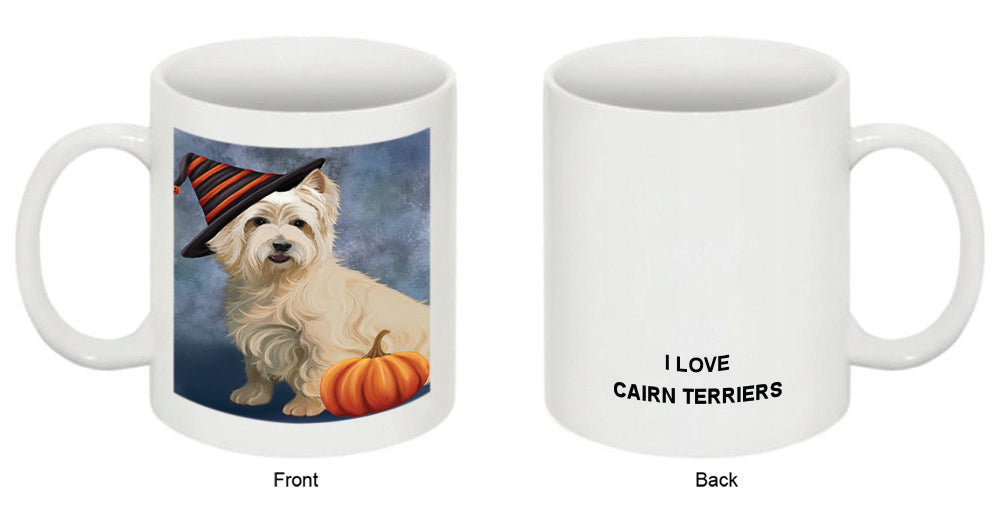 Happy Halloween Cairn Terrier Dog Wearing Witch Hat with Pumpkin Coffee Mug MUG50273