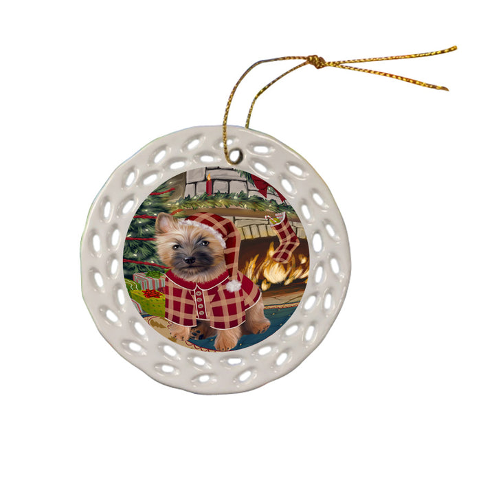 The Stocking was Hung Cairn Terrier Dog Ceramic Doily Ornament DPOR55618