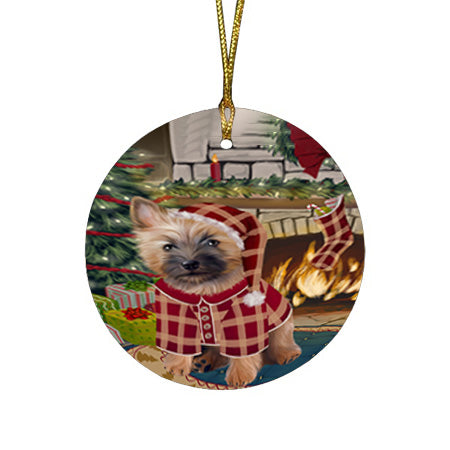 The Stocking was Hung Cairn Terrier Dog Round Flat Christmas Ornament RFPOR55618