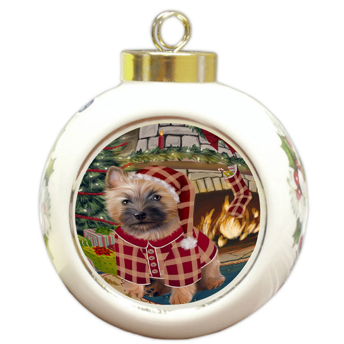 The Stocking was Hung Cairn Terrier Dog Round Ball Christmas Ornament RBPOR55618