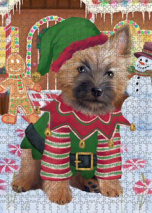 Christmas Gingerbread House Candyfest Cairn Terrier Dog Puzzle with Photo Tin PUZL93372