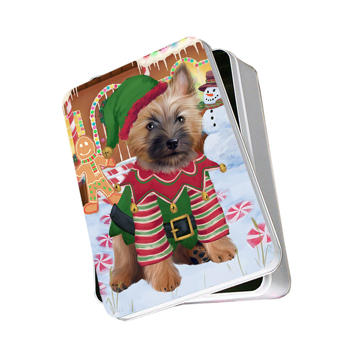 Christmas Gingerbread House Candyfest Cairn Terrier Dog Photo Storage Tin PITN56236